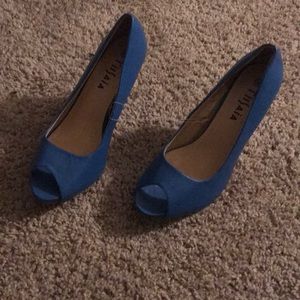 Brand New Royal Blue peep toe pumps